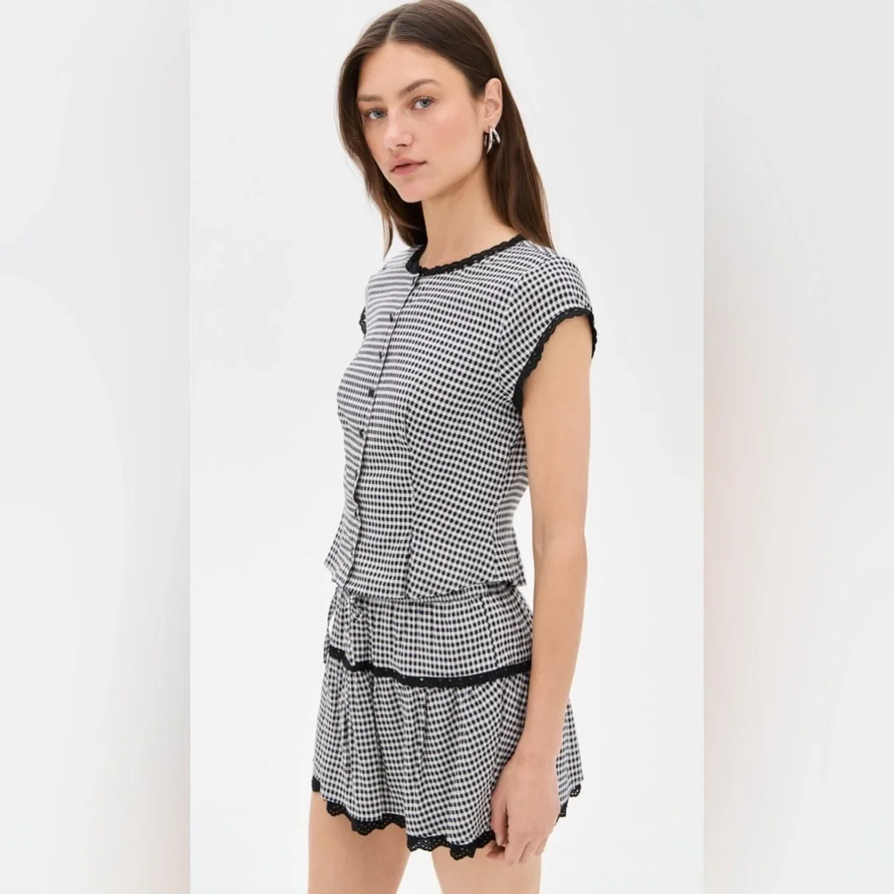 NEW Reformation Valetta Two Piece Matching Skirt Set Remy Check Gingham | US 4 - Picture 4 of 15